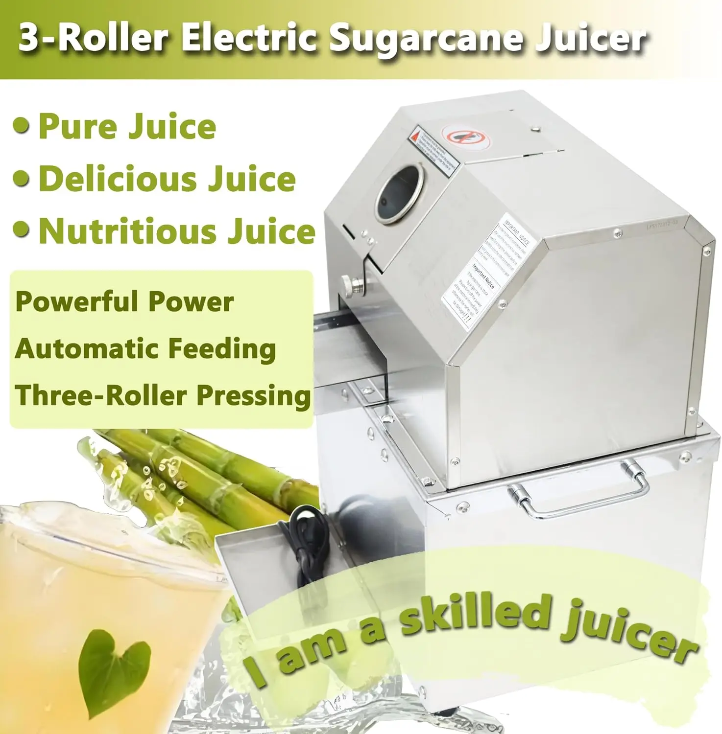 110 В коммерческая настольная соковыжималка для сахарного тростника, электрическая соковыжималка для сахарного тростника с функцией верхнего отверстия