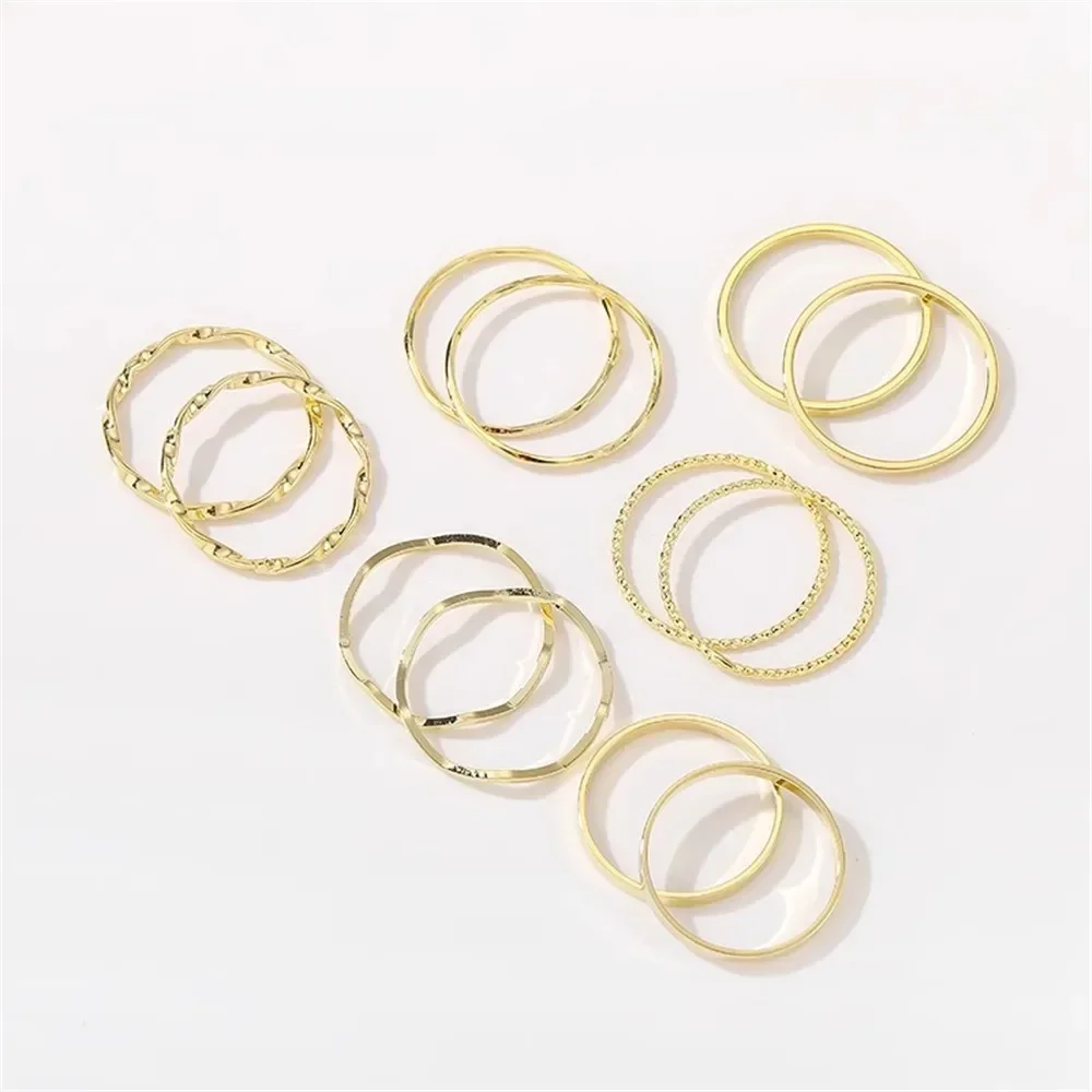 14K Gold Flower Wave Ring Ring Handmade Diy Hand Ring Jewelry Material Accessories Q003