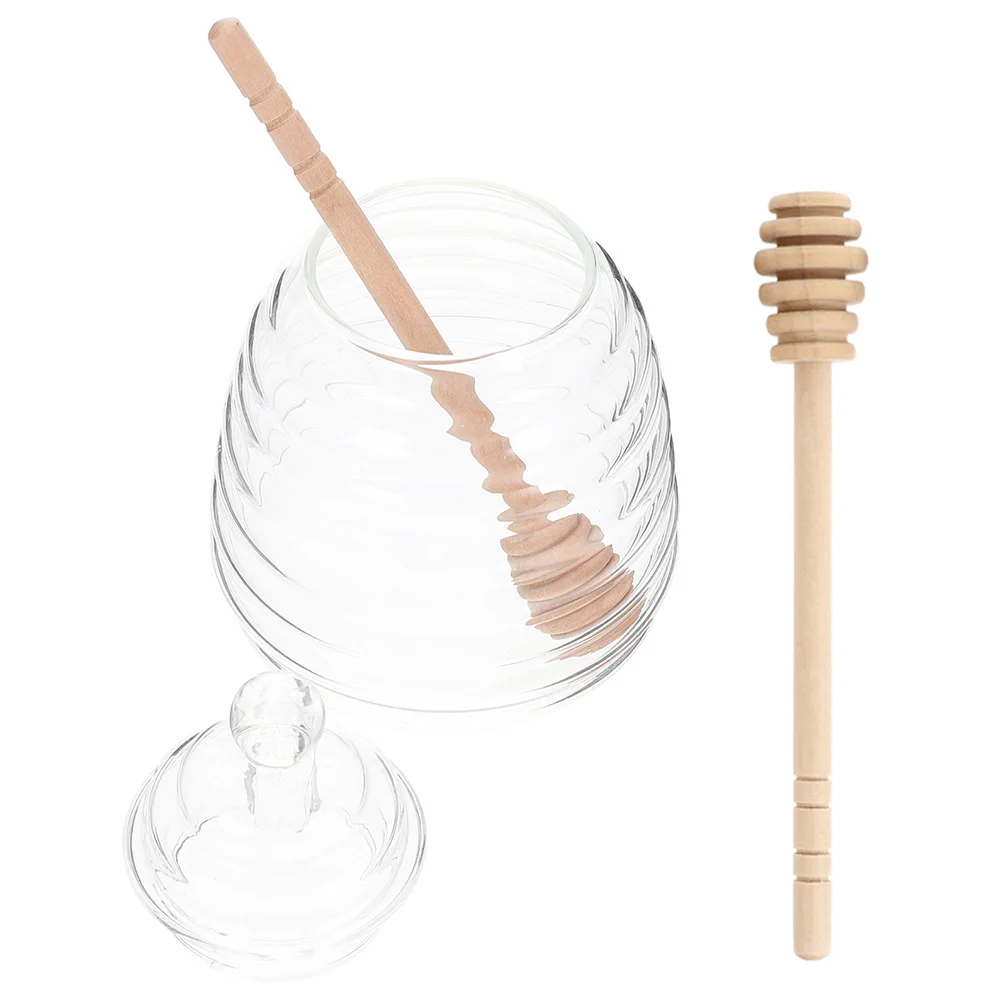 

1 Set Glass With Lid Clear Honey Storage For Kitchen Home Honey Dispenser Syrup Jar Small Space-Saving Glass Jar For Jam Syrup