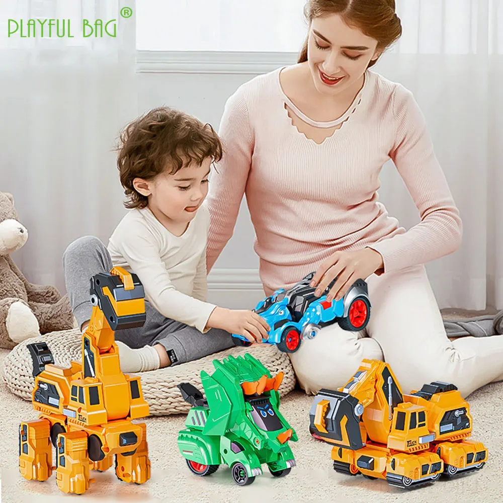 Dinosaur Car Collision Deformation Toys Excavator Racing Car Tyrannosaurus Rex Robot Model Children Christmas Gifts UG342