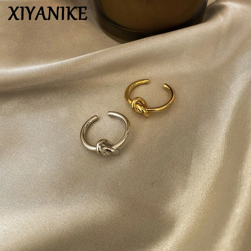 

XIYANIKE New Fashion Knotted Thin Rings For Women Female Open Couple Simple Temperament Hand Jewelry Accessories Prevent Allergy