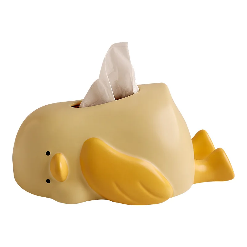

Lying flat duck tissue box creative ornament with mobile phone holder function home decoration crafts