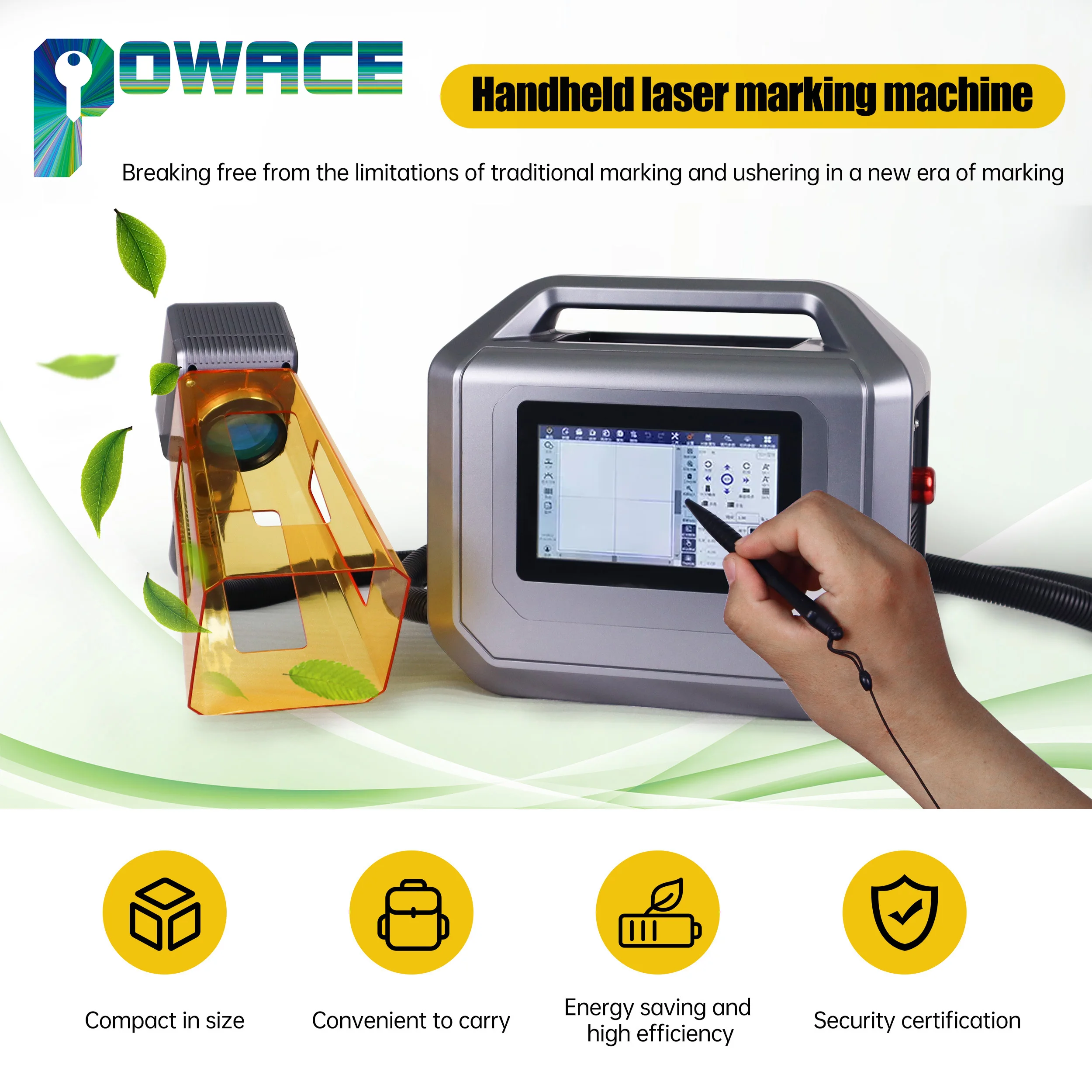 20W 30W Handheld Portable MAX Fiber Laser Marking Engraving Machine Mini Printing For Metal Jewelry PVC 100*100mm