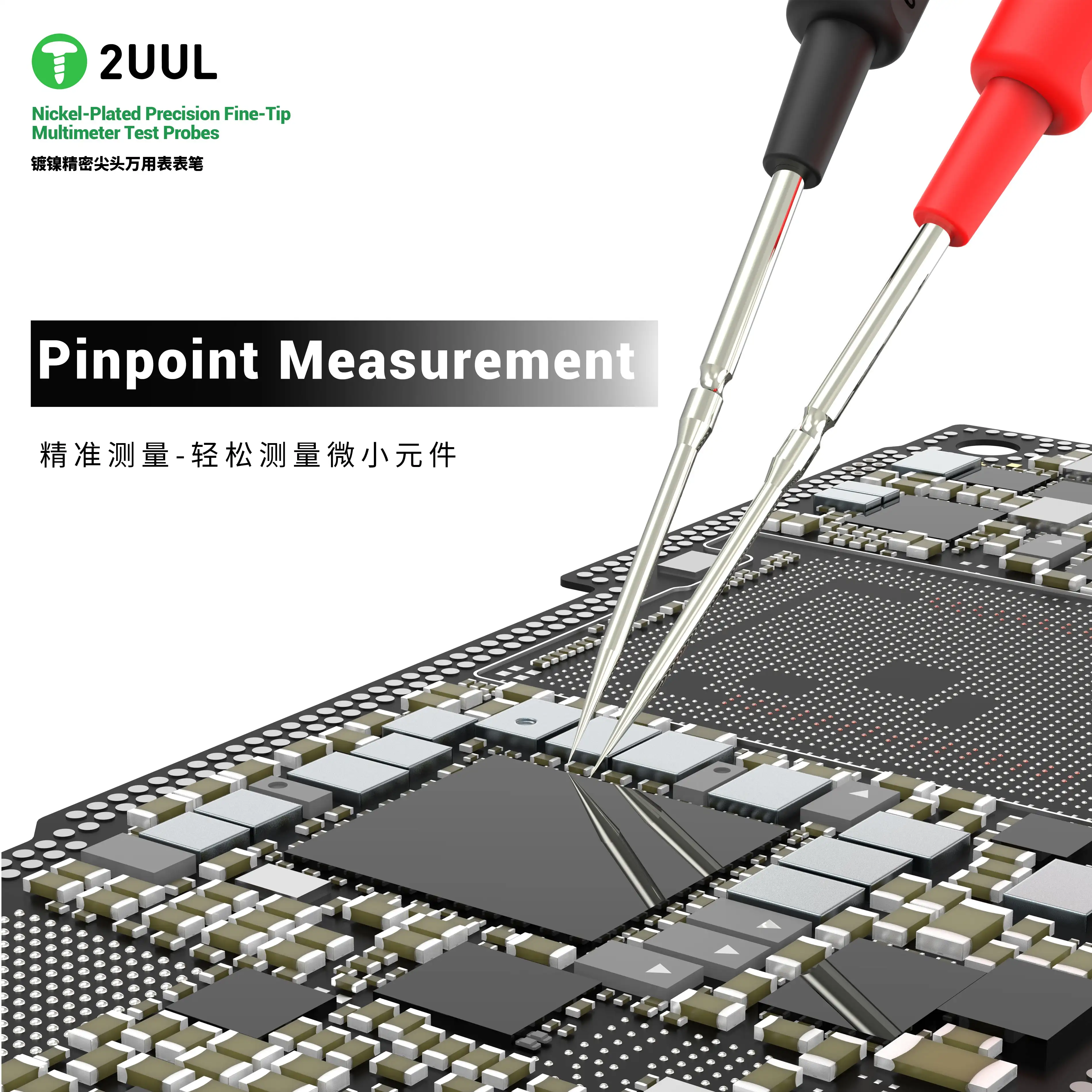 2UUL Fine Tip Multimeter Probe Nickel-Plated Universal Needle Tip Digital Tester Lead Pen MT02 for Phone PC PCB Mainboard Repair