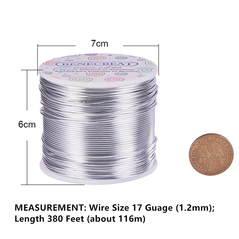 17 Gauge(1.2mm) Aluminum Wire 380FT(116m) Anodized Jewelry Craft Making Beading Floral Colored Aluminum Craft Wire 20 Colors