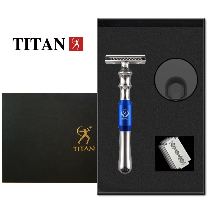 

Titan high quality shaving T safety razor for men, metal handle, replaceable blade razor machine for shaving