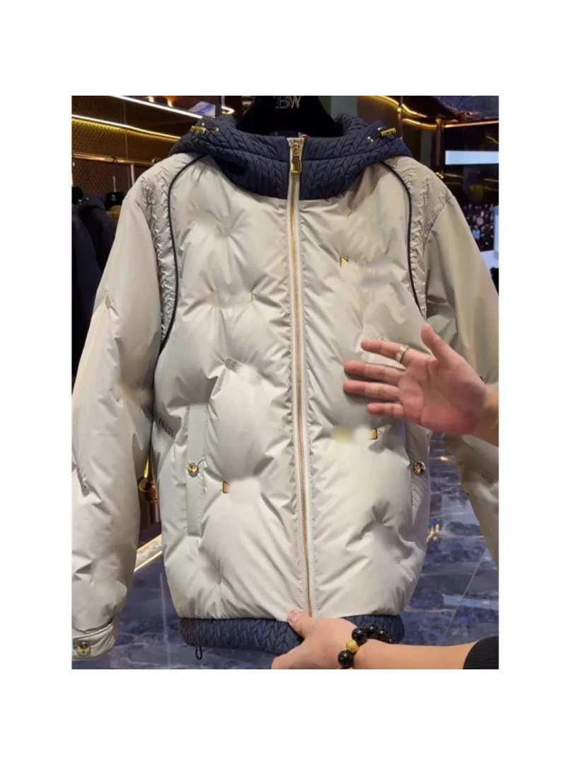 

High Quali American Casual Monster Letter Hooded Cotton Jaet Men Winter Warm Loose Outerwear Faion Urban Long Sve
