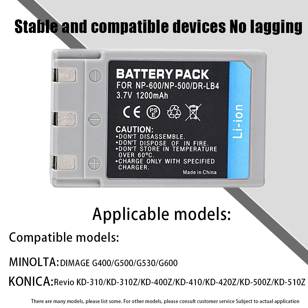 NP-600 NP-500 DR-LB84 Battery 1200mAh for Minolta DiMage G400 G500 G600 Konica DR-LB4 Revio KD-310Z 400Z 410Z 420Z 500Z Camera
