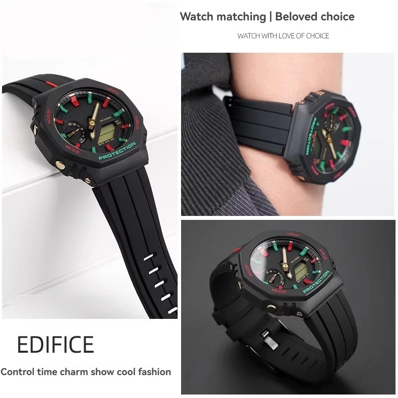 G-SHOCK 카시오 5611 GA-2100 GA2100 GM-2100 GM2100 고무 스포츠 팔찌 시계 밴드 16mm 용 새 실리콘 시계 스트랩 수정