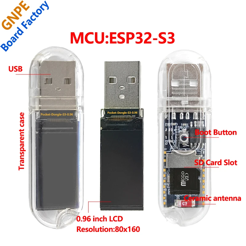 ESP32-S3 Development Board Pocket-Dongle-S3 N16R8 0.96 inch Display 0.96inch Screen  LCD