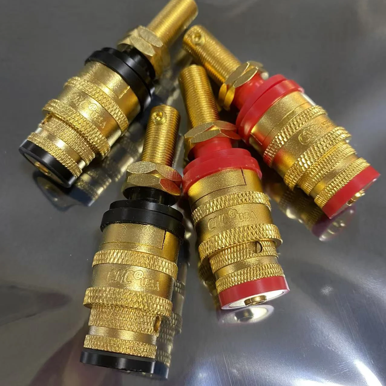 878L-S عمود ربط 0763 مطلي بالذهب محطة ملزمة آخر قفل برغي لتقوم بها بنفسك عمود ربط لمكبر للصوت #4