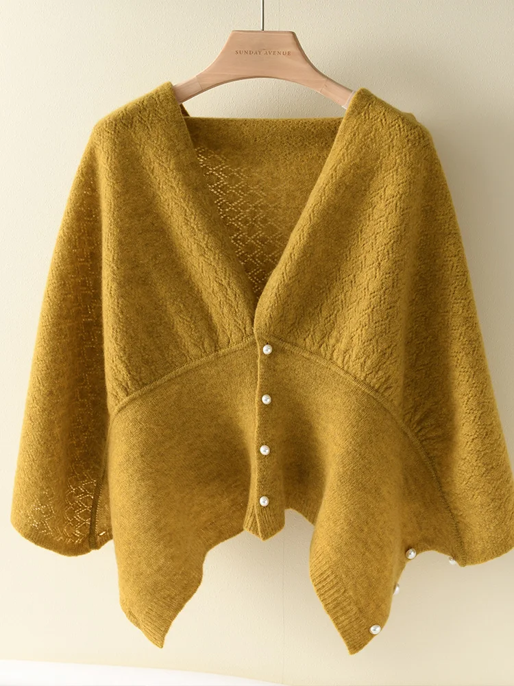 Châle en tricot doux pour femme, 100% pure laine, cardigan à la mode, écharpe populaire coréenne, Grace creuse, utilisation pour les touristes, printemps 2024