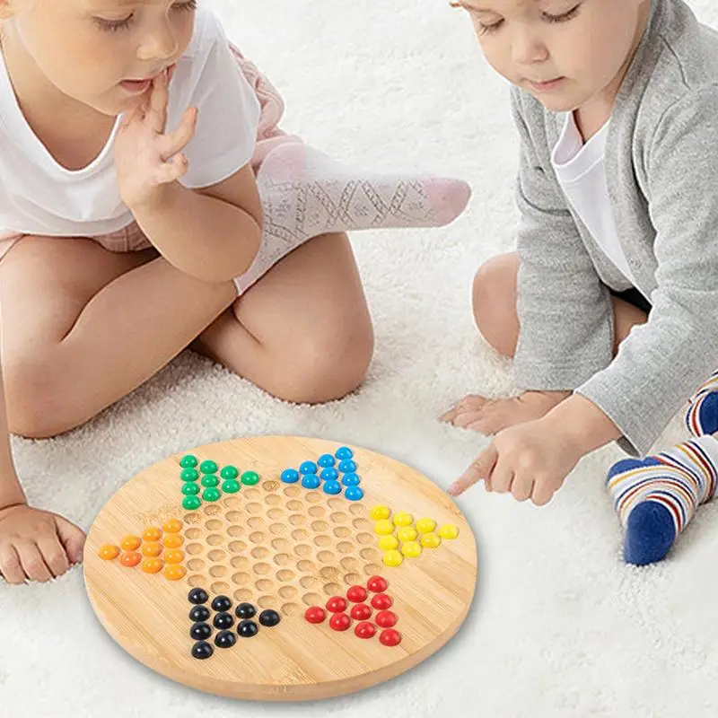 Hexagonal Wood Checkers Plate Wood Hexagonal Checkers Board Strategy Puzzle Family Board Game For Boys Girls Friends Family