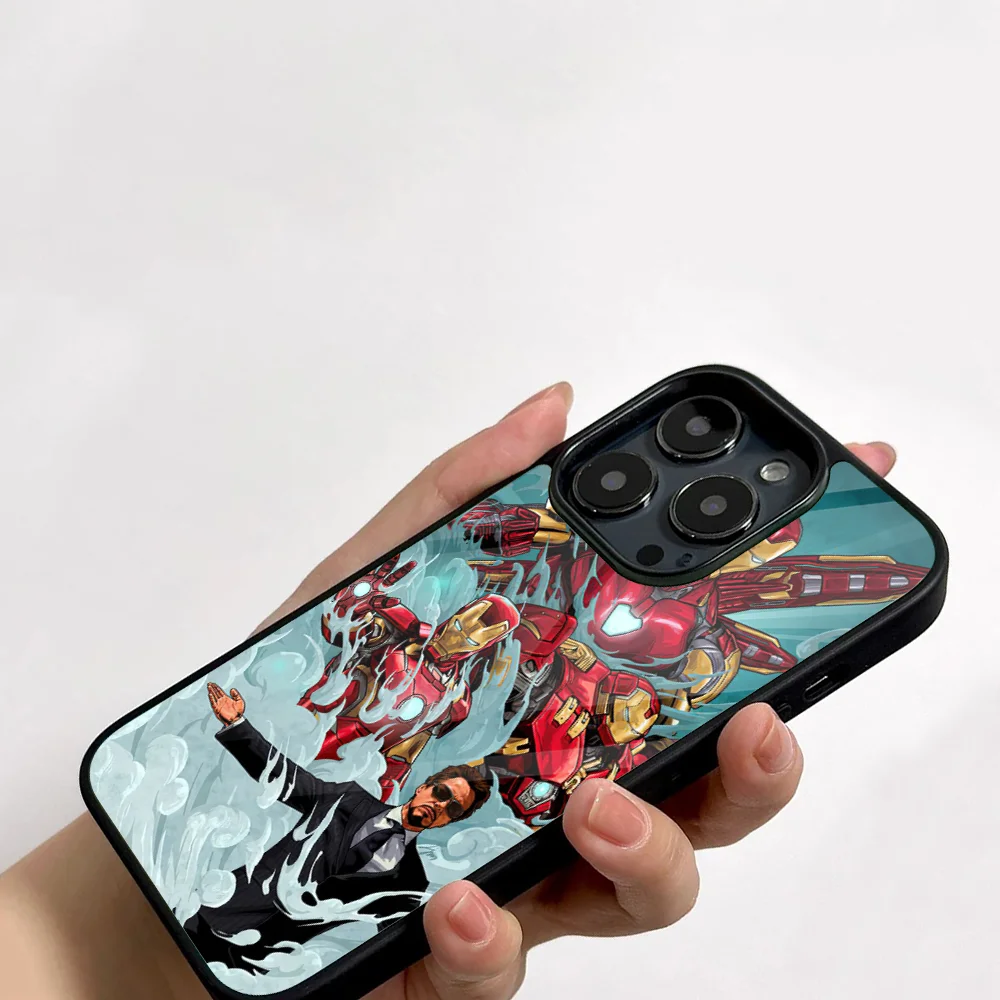 I-Iron M-Man Phone Case For IPhone 11 12 13 14 15 16 Plus Pro Max Mirror Acrylic PC TPU Cover