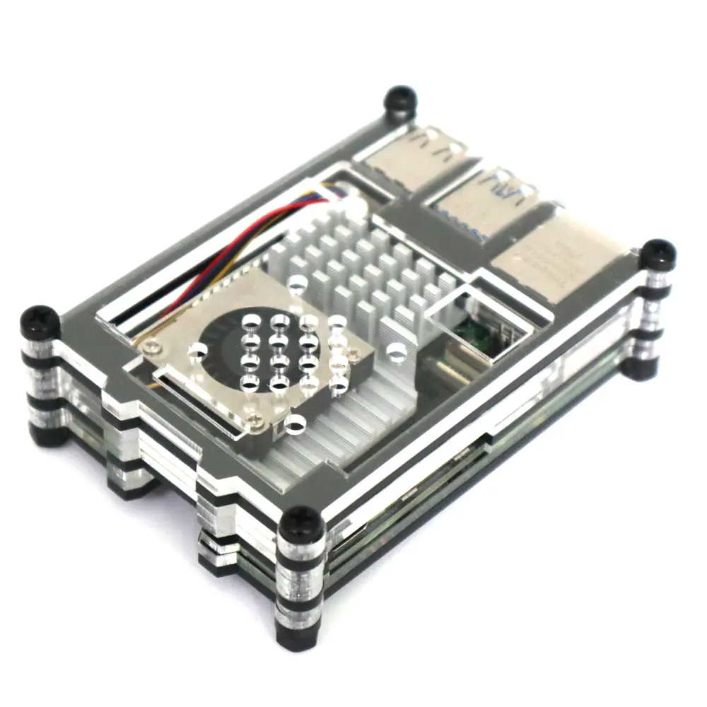 Прозрачный Акриловый Корпус для Raspberry Pi 5, 10 слоев, совместим с Raspberry Pi 5 Active Cooler