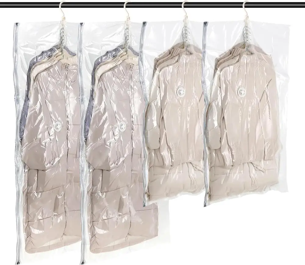 Hängende, platzsparende Vakuumbeutel für Kleidung, Vakuumversiegelung, Aufbewahrungsbeutel, Kleidertaschen für Anzüge, Schrank-Organizer und Aufbewahrung