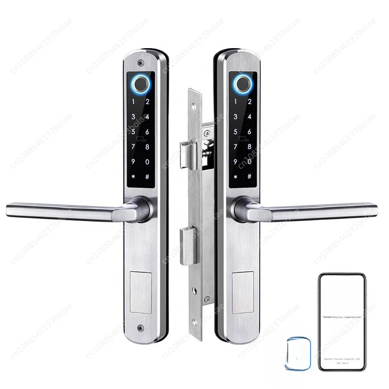 Fingerprint Double Two Side Waterproof IP55 Smart Door Lock SUS Material for Slim Aluminum Swing Door TTlock