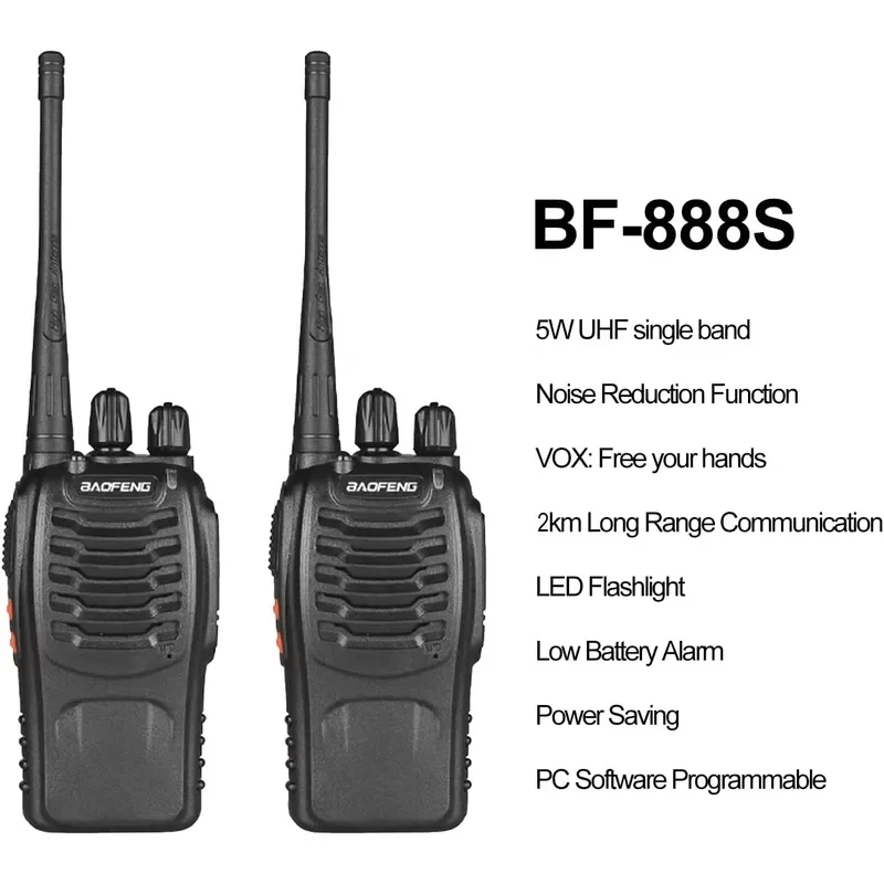 BOLRZO Pofung BF-888S 5W UHF Two-Way Radio, 16 Channels, 400-470MHz Frequency Range, Type-C Charging