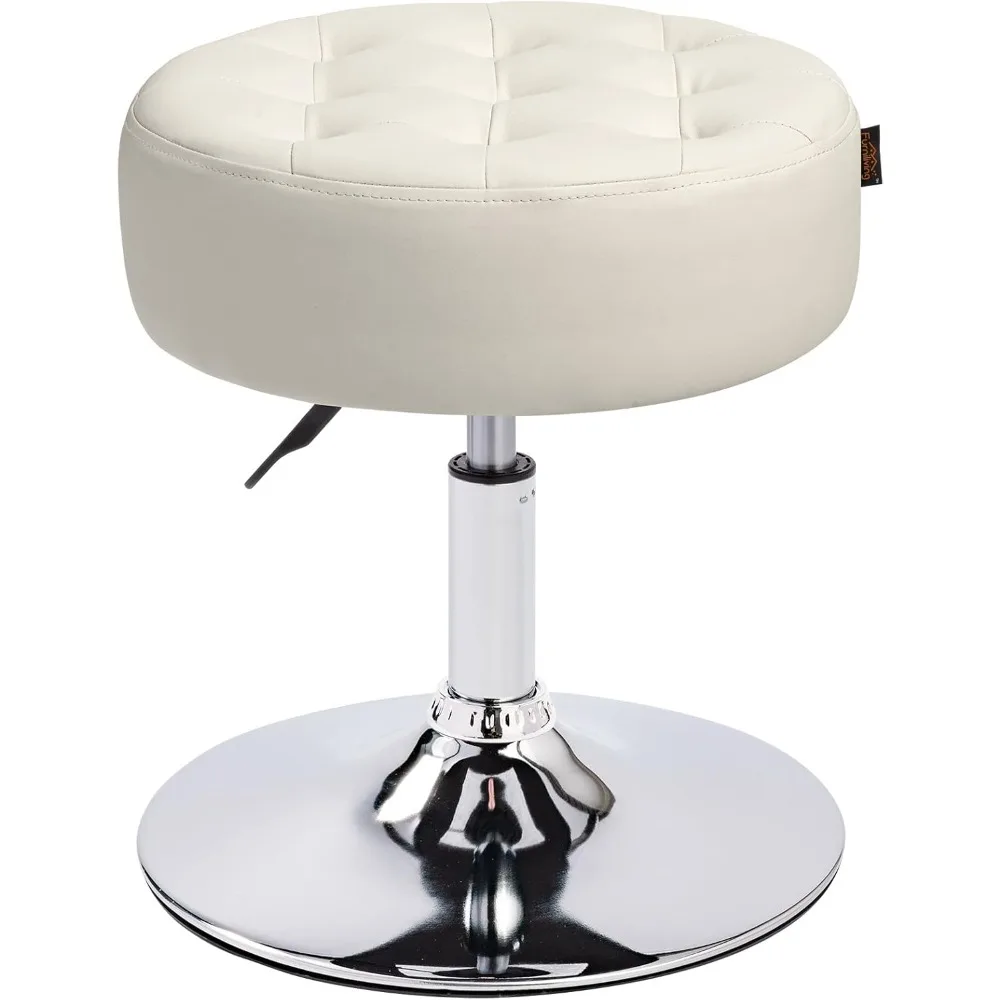 

Mid-Century Tufted Adjustable Swivel Makeup Ottoman Stool; Modern Big Size Round Vanity Stool Chair for Bedroom Living Room