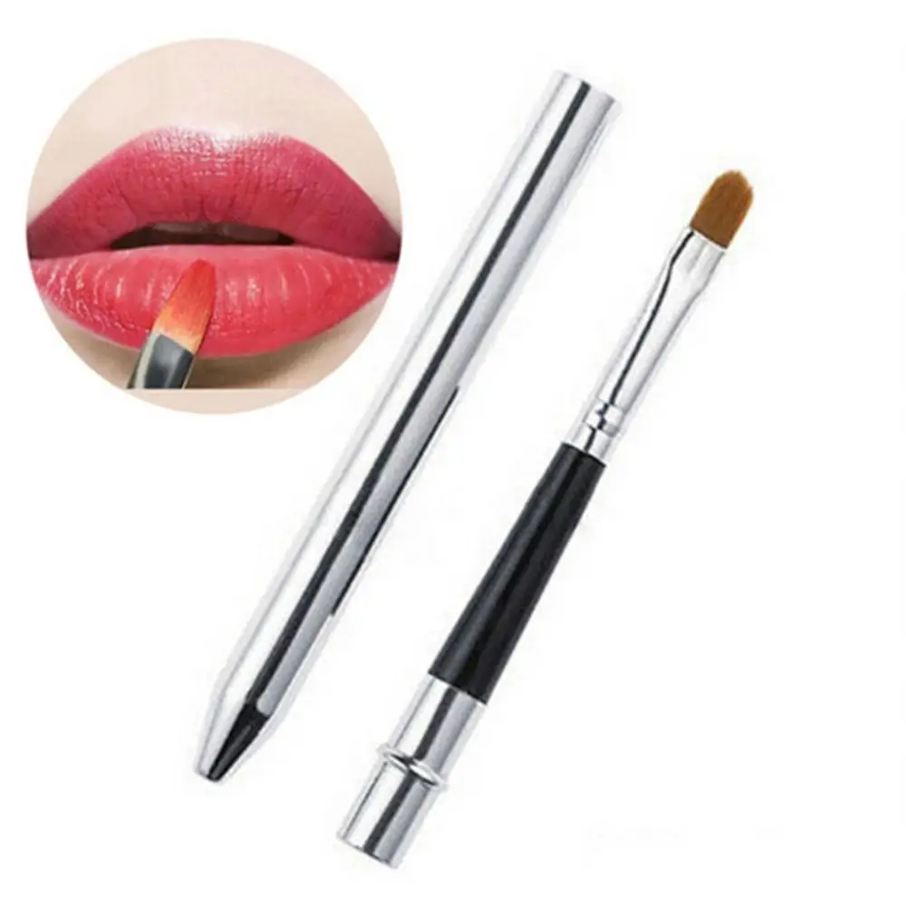 Tragbare Gold Silber Lippen Make-up Pinsel Stift Metall griff kosmetische Lip gloss Lippenstift Lip gloss Pinsel mit Schutz kappe Maquiagem