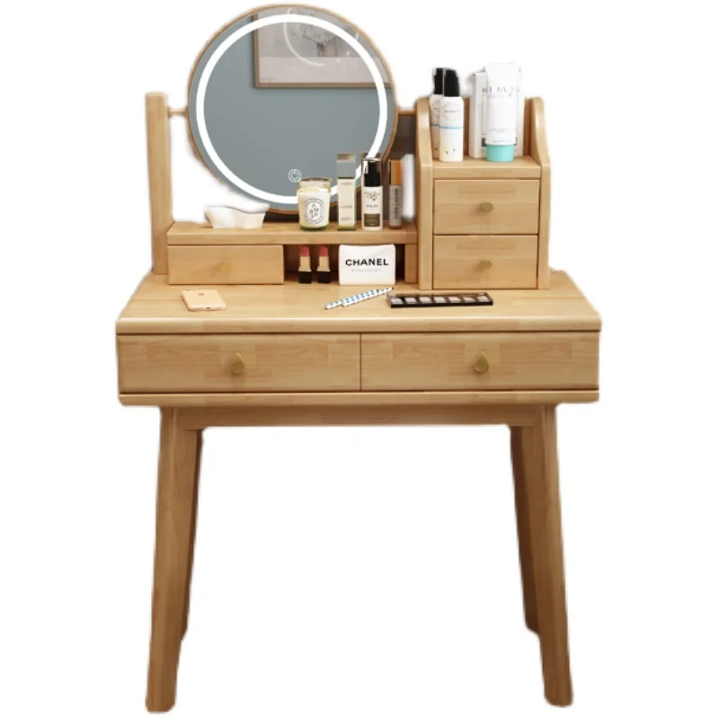 Vintage Nordic Vanity Table Dest Decor Natural Solid Wood Makeup Vanity Desk Bedroom Luxury Coiffeuse De Chambre Furniture Home