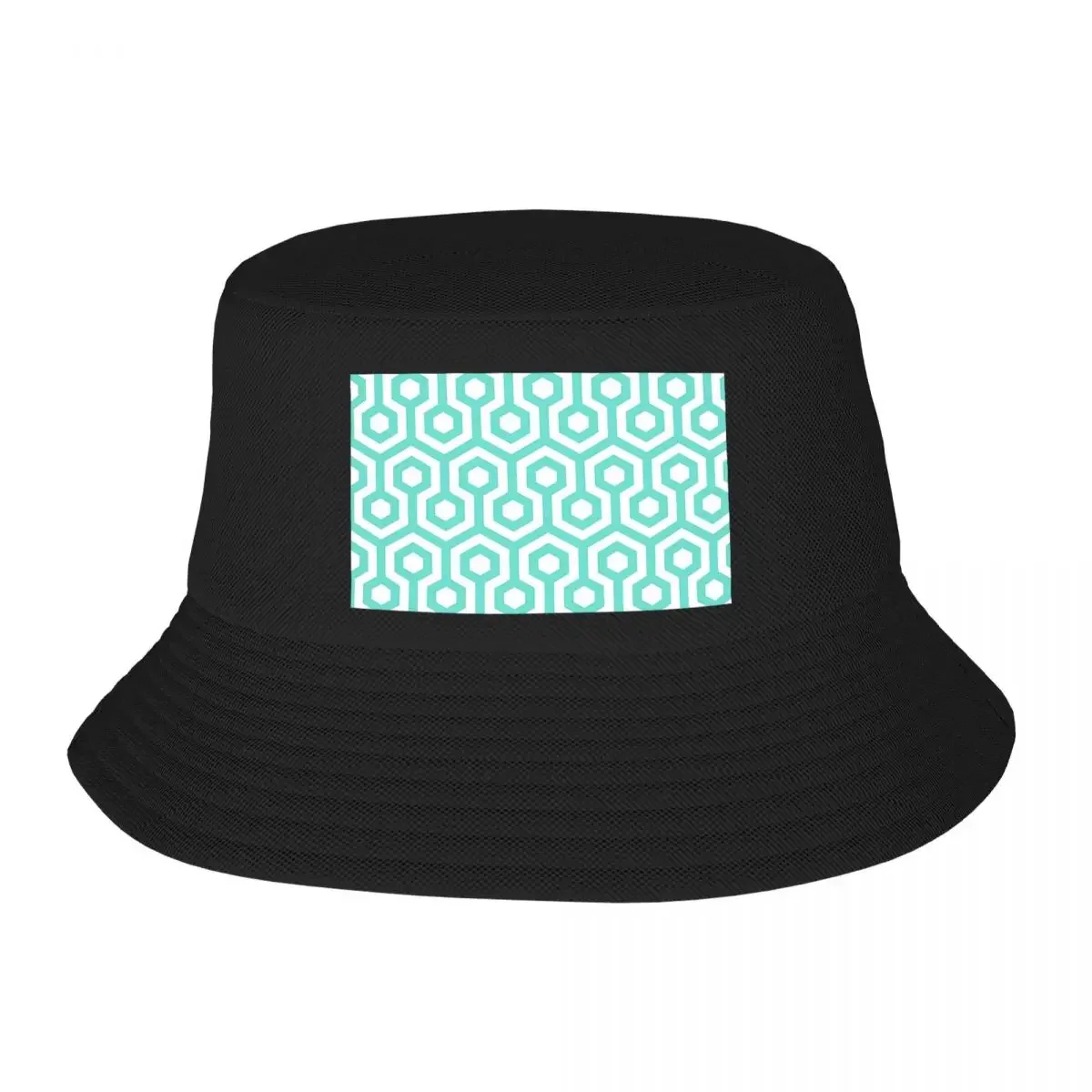 Geometric Pattern Looped Hexagons Blue Bucket Hats Panama For Kids Bob Hats Hip Hop Fisherman Hats Summer Beach Fishing Caps