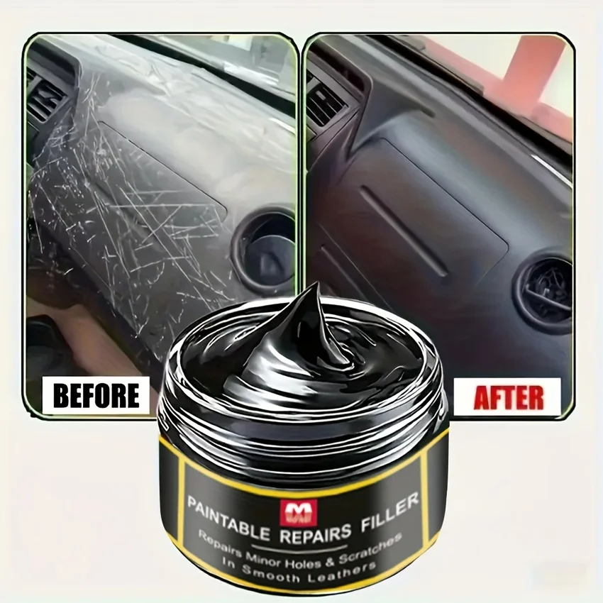All-in-One Car Interior & Exterior Scratch Remover Wax - Plastic & Restorer with Gloss Finish,Tire Protectant & Yellowing Repair