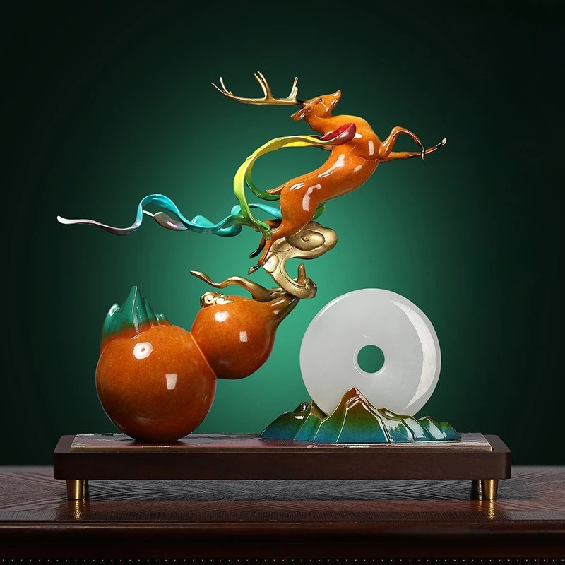 

High-end Chinese style, all copper, gourd ornaments, living room entrance, office, decorations