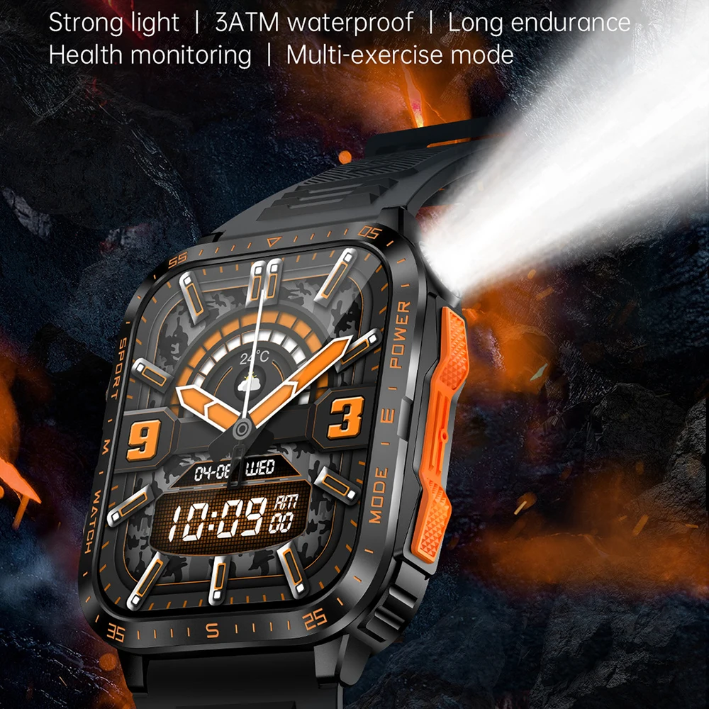KT79 Outdoor Sport Smart Watch Men Women Smartwatch Digital Wrist Watches Electronic Wristwatch Fitness Bracelet LED Flashlight