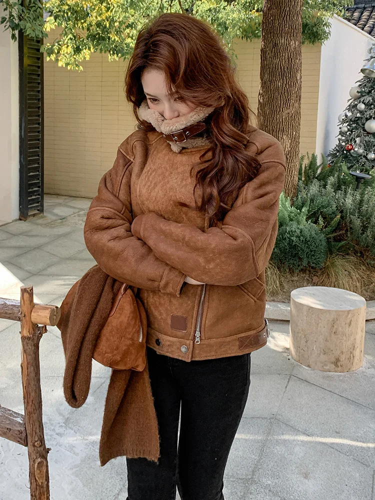 Tcyeek 진짜 가죽 자켓 겨울 의류 2025 천연 모피 코트 여성 빈티지 Motocycle 자켓 여성 streetwear Пальто Женское