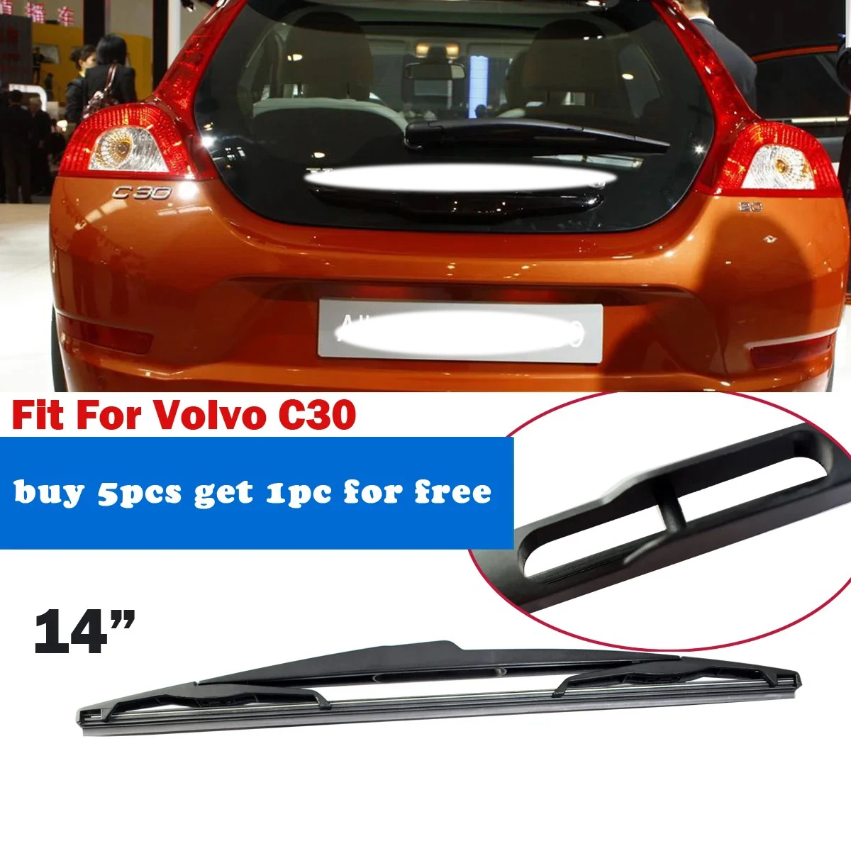 

1PC Car Rear Wiper Blade 14" Windscreen Windshield Auto Wipers Accessories for Volvo C30 YC102012-c30