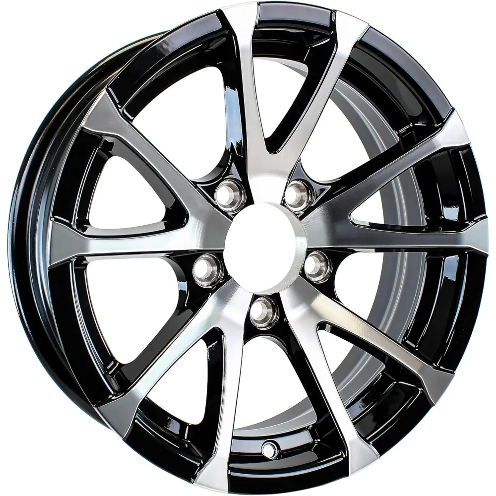 

Aluminum Boat Camper Trailer Rim Wheel 5 Lug 14" Avalanche Black V-Spoke