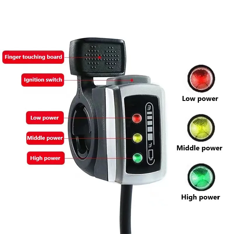 EVFITTING 24V/36V/48V 106DX E-bike Thumb Throttle Gas Handle Accelerator With Battery Indicator