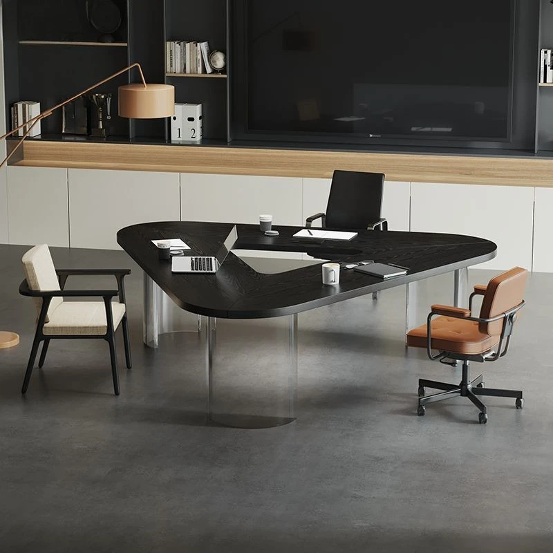 Solid wood three-sided conference table business negotiation table simple modern high-end sense