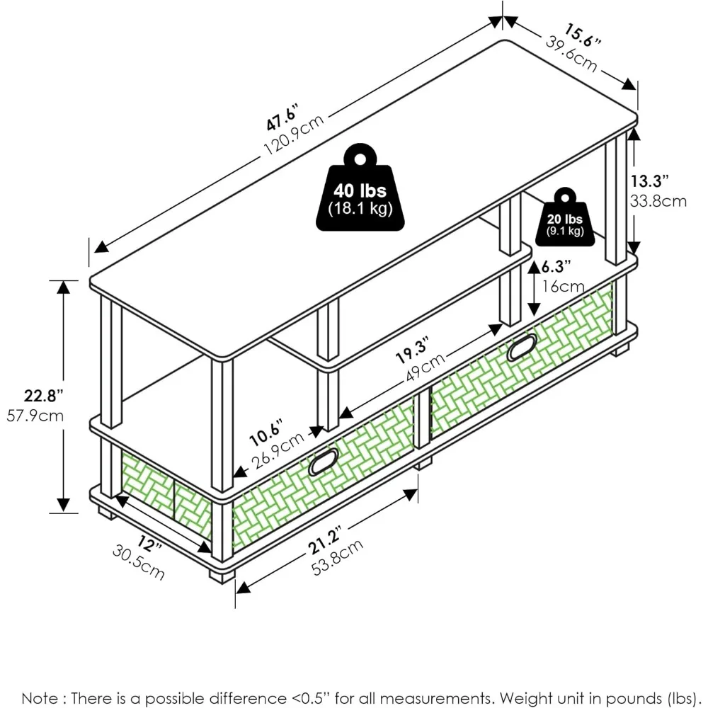 مركز ترفيه تلفزيوني كبير مقاس 55 بوصة مع صندوق تخزين ووحدة تحكم تلفزيون لغرفة المعيشة الحديثة وأثاث موفر للمساحة #6