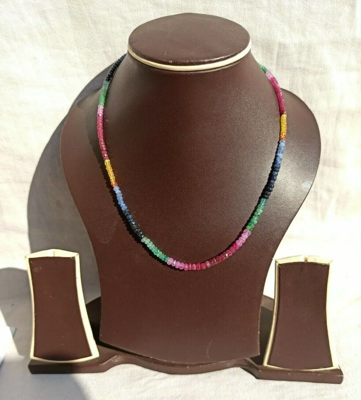 

Natural Multi Sapphire Gemstone Faceted Beads 2-4 mm Length 18'' Necklace