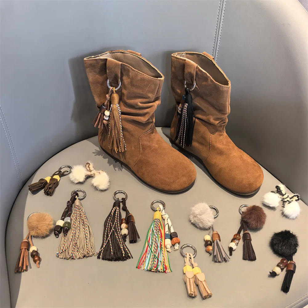 

Tassel Wool Ball Shoelace Buckle Bead Ethnic Style Shoes Clip Long Boots Charm Accessories Decoration Detachable Shoe Flower