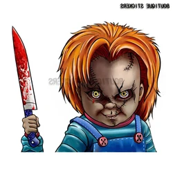 Horror Chucky Waving Car Sticker Waterproof PVC Sticker Car Decorative Accessories Rear Luggage Compartment Sticker