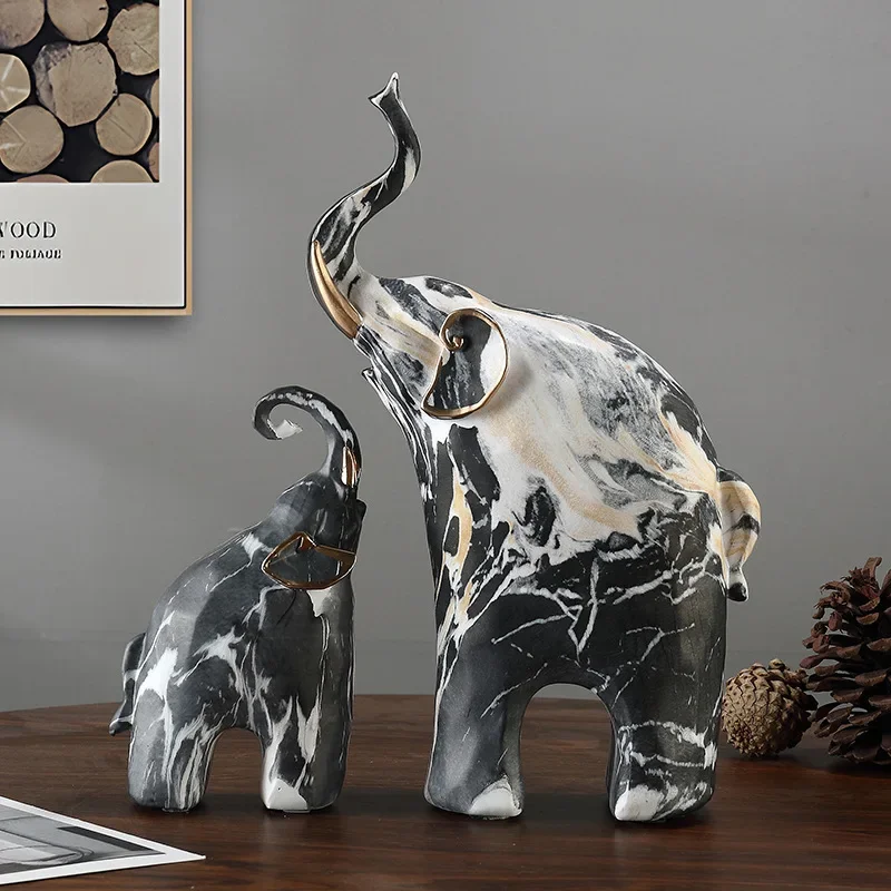 

CLL simple creative marble pattern auspicious elephant home decoration simple entrance resin decoration