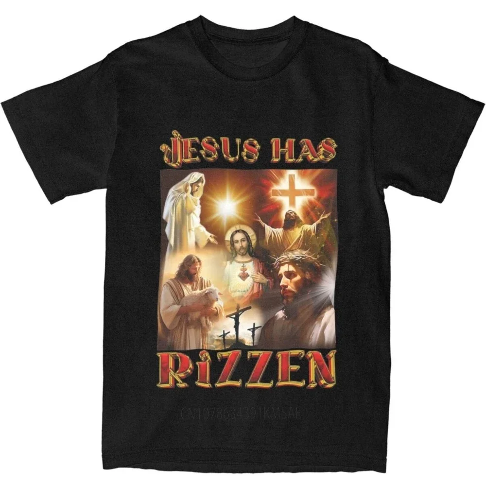 All Seasons Men Women Jesus Has Rizzen Christian Bible Faith Shirt Accessories Christ Catholic Pure Cotton T-shirt Clothes Tees