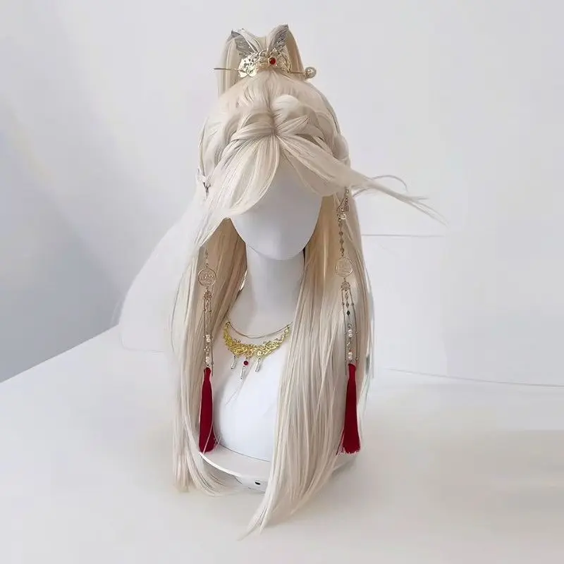 ‌Blonde Straight Wig - Natural Looking Middle Part Hairpiece Kpop Idol Style High Quality Synthetic Full Wig for Women Daily Use