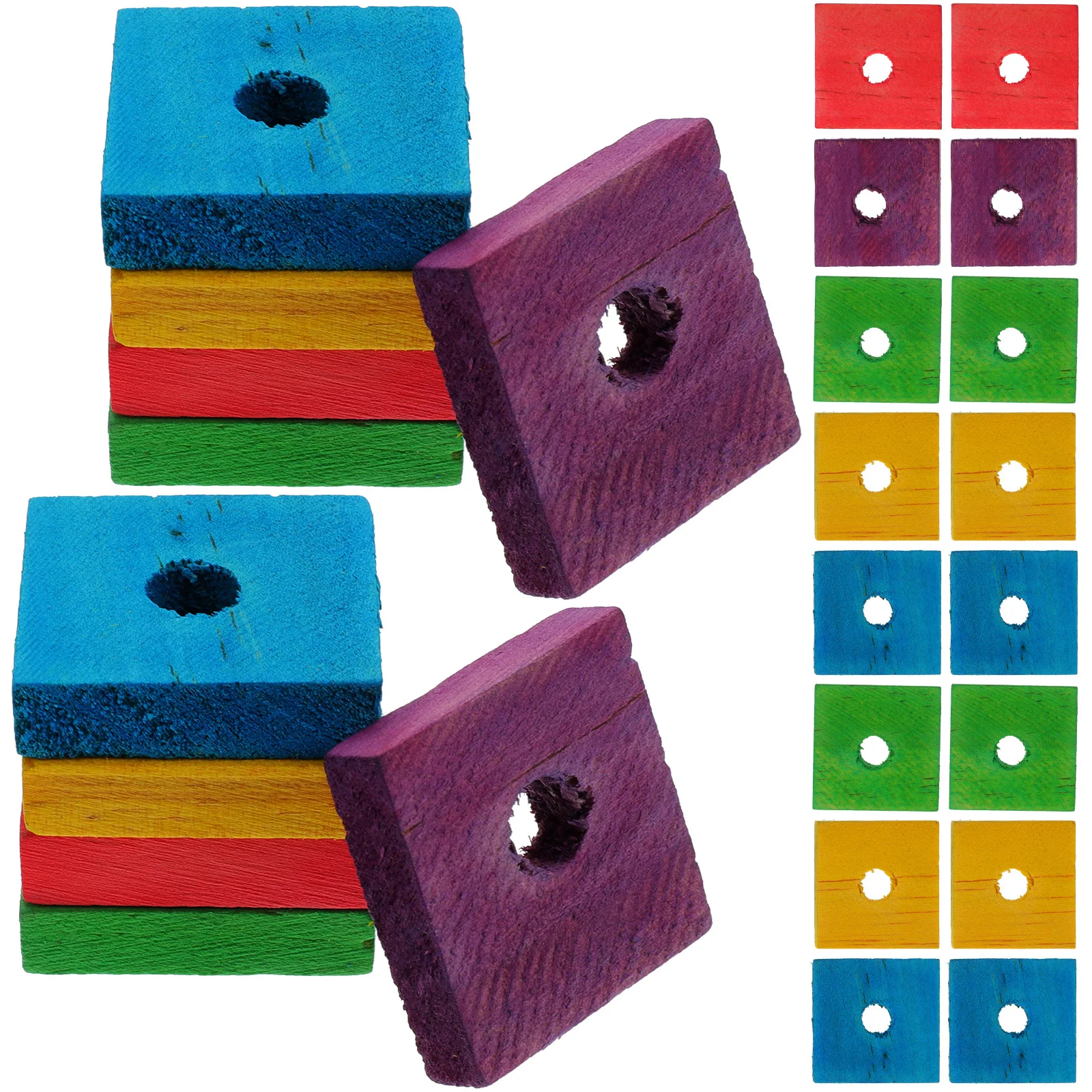 100 قطعة رقاقة خشبية ملونة الببغاء عض اللعب لتقوم بها بنفسك كتلة قلادة للطيور مضغ ممارسة الكوكاتيل الببغاوات