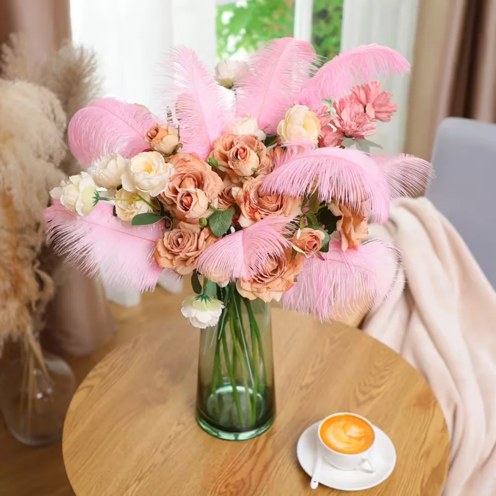 100Pcs/Lot Pink Ostrich Feather 6-16inch Natural Fluffy Plumes For Wedding Party Centerpieces DIY Crafts Costume Home Decoration