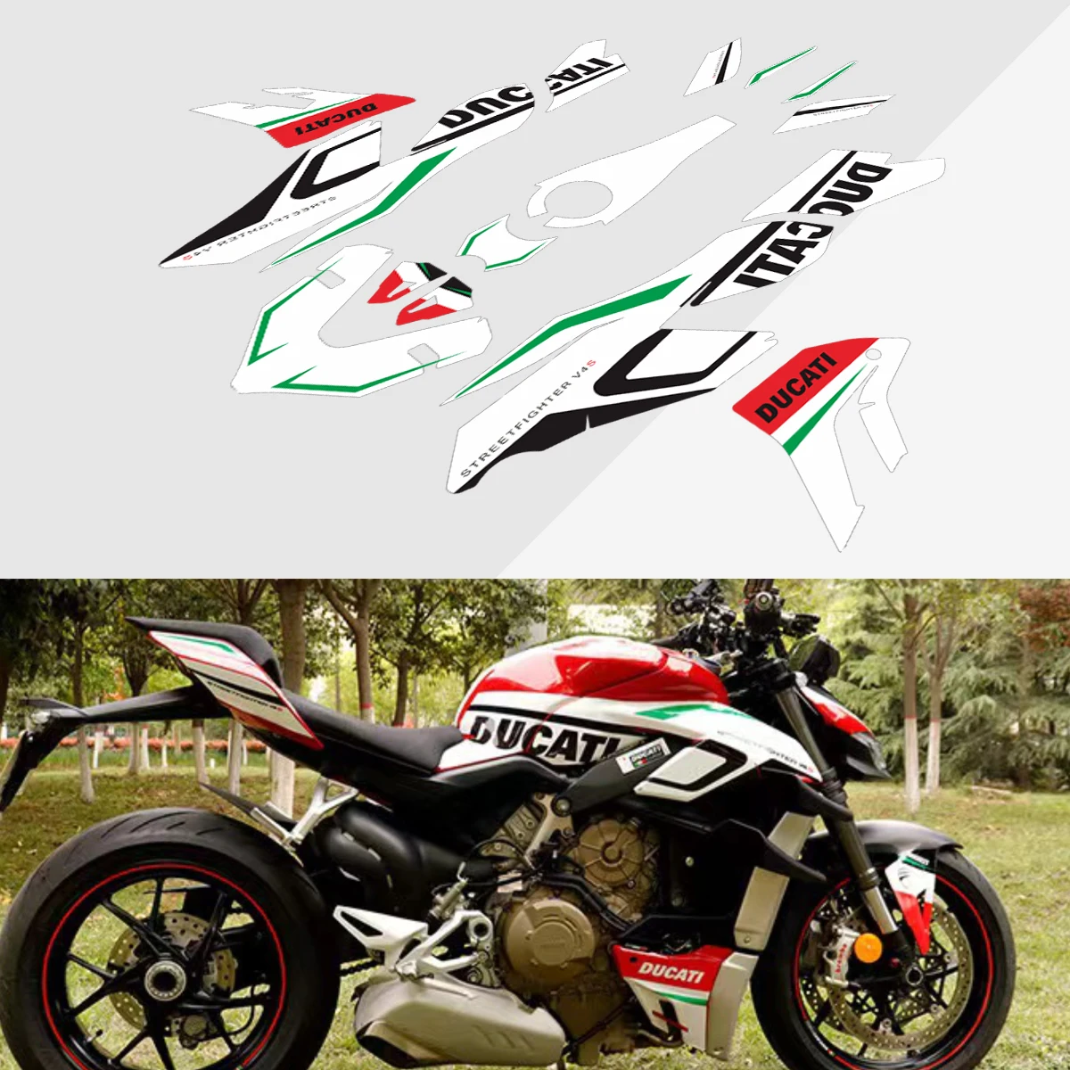 

For Ducati Streetfighter V4 V4S Full car version decals pull flowers The whole car is decorated with flowers Plate shell decals