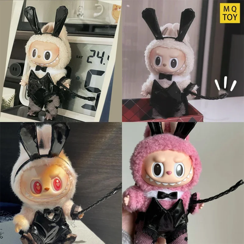 

For Labubu V1 V3 Doll Clothes Cute Rabbit Girl Fun Doll Clothes Black Silk Doll'S Costume Decoration Accessories Gift