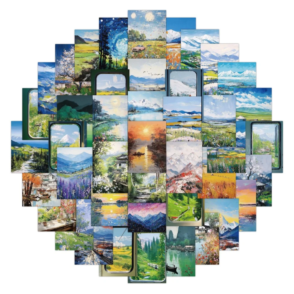 60PCS Ölgemälde Schöne Momente Graffiti Aufkleber Für Helm Hand Konto Bleistift Fall Aufkleber BulingBulingStickers Shop