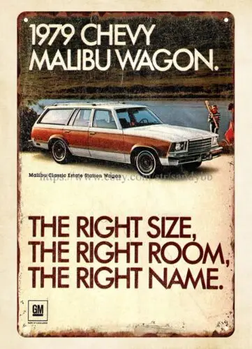 1979 autos Malibu Classic Estate Wagon metal tin sign home interiors decor