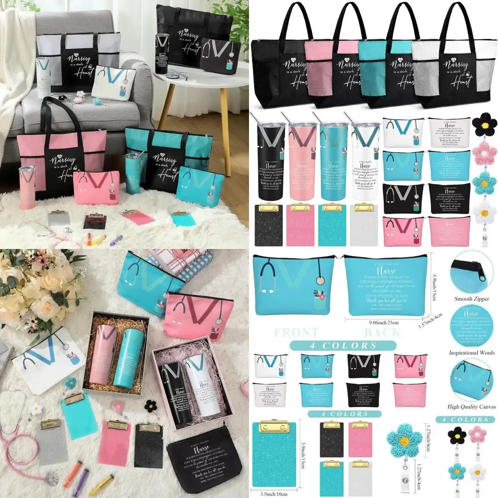 

20-Piece Women's Nurse Appreciation Gift Set for Christmas, Nursing Students, CNA - Teal, Pink, White, Black
