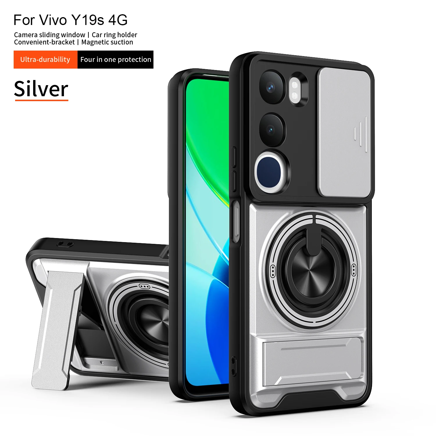 For Vivo Y19s Case Vivo Y19s Pro Cover Vivo Y29 5G y19s Case Magsafe Magnetic Fold Holder Military Armor Camera Protection Cover - view 2