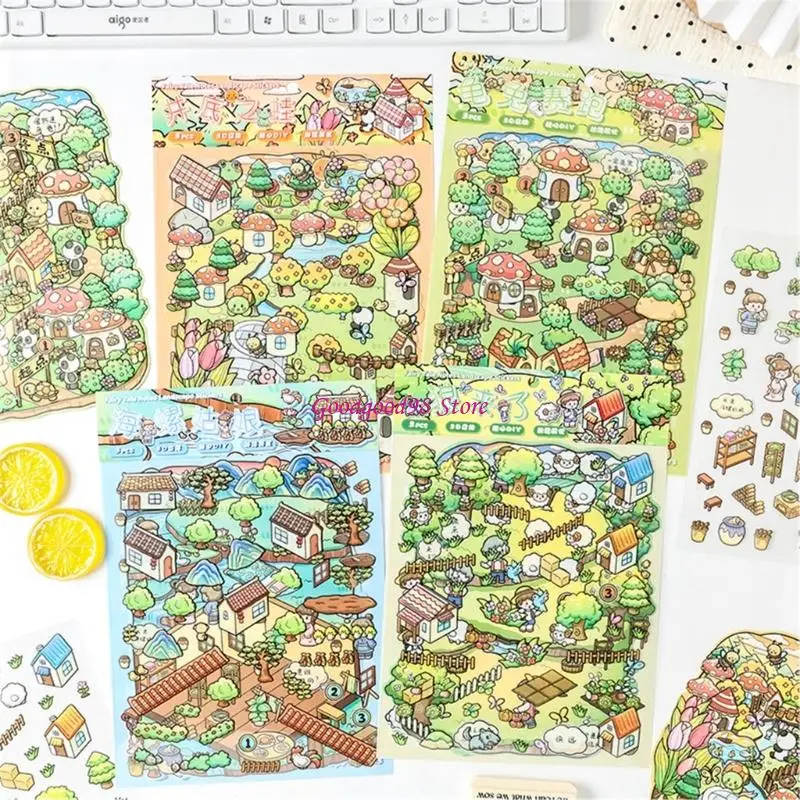 Aesthetic Sticker DIY Scene Make Sticker Fairies Tale Series Landscape Sticker W8EC